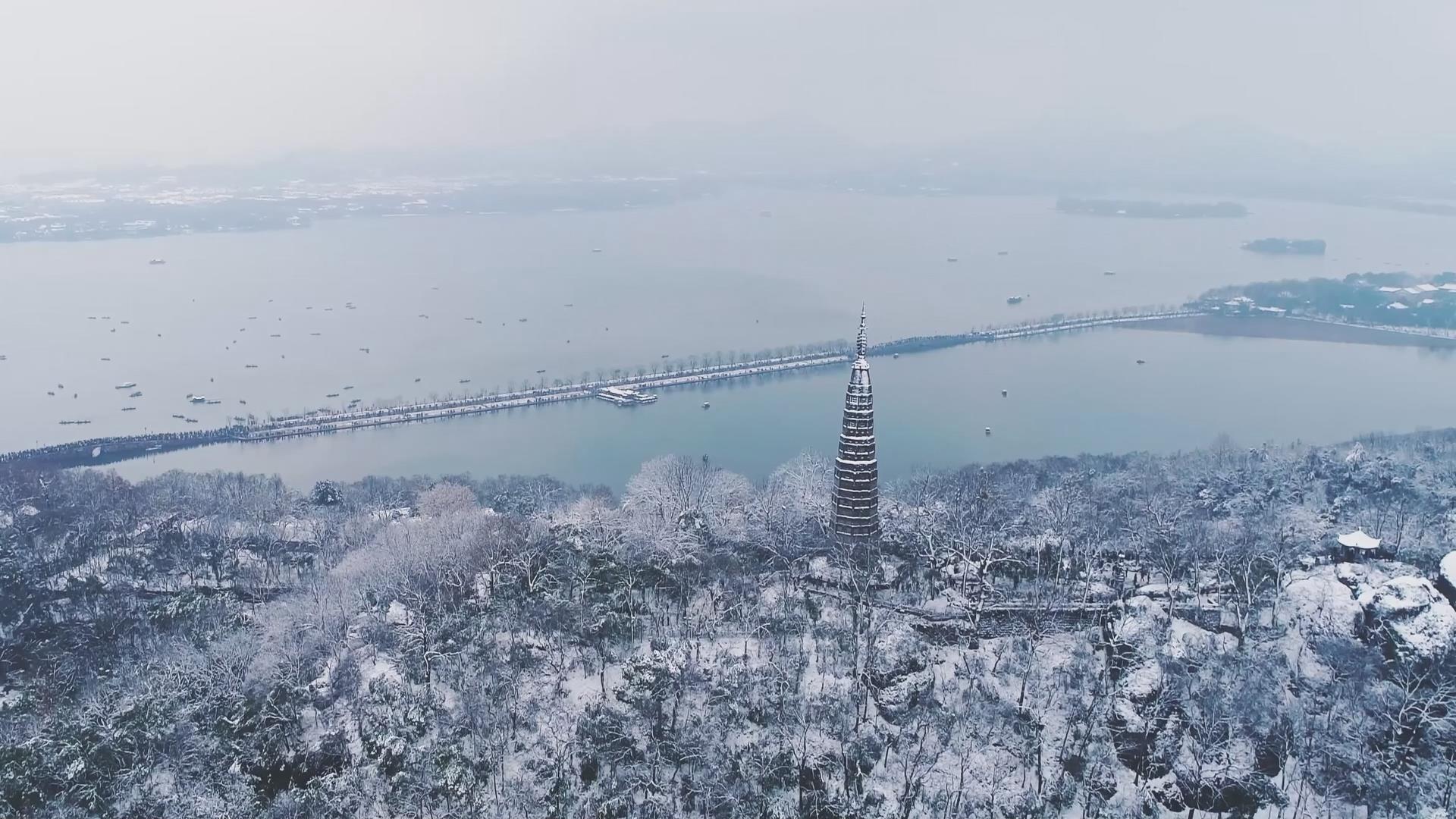 杭州西湖雪景